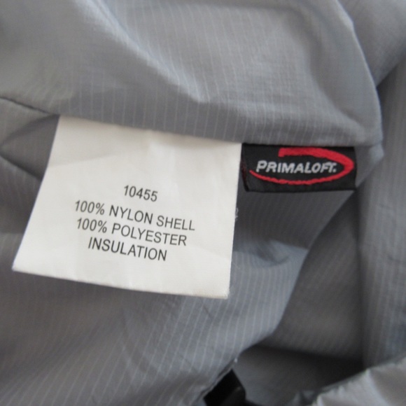 Filson Mens Light Grey Vest Size Large Nylon Primaloft Pockets Waist Drawcord - Picture 9 of 10